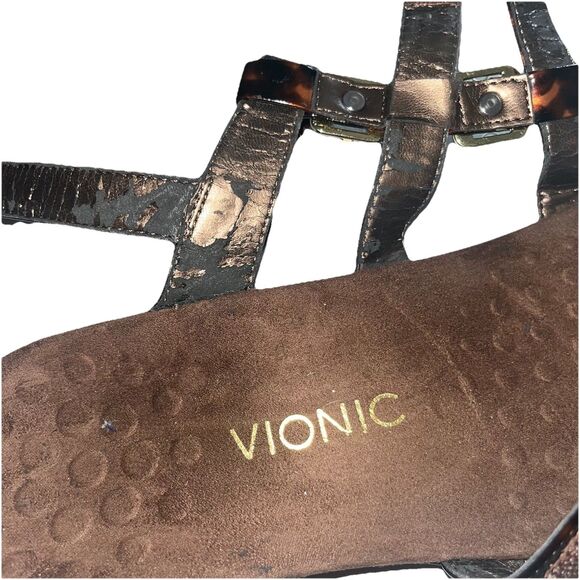 Vionic Brown Amber Tortoise Strappy Sandals Adjustable Orthopedic Woman's Size 8 - Picture 8 of 13